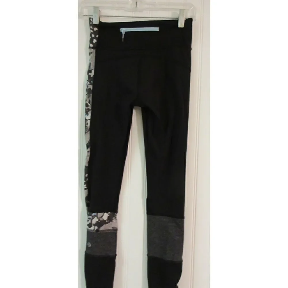 Lululemon athleisure yoga pants butterfly contrast sz 2